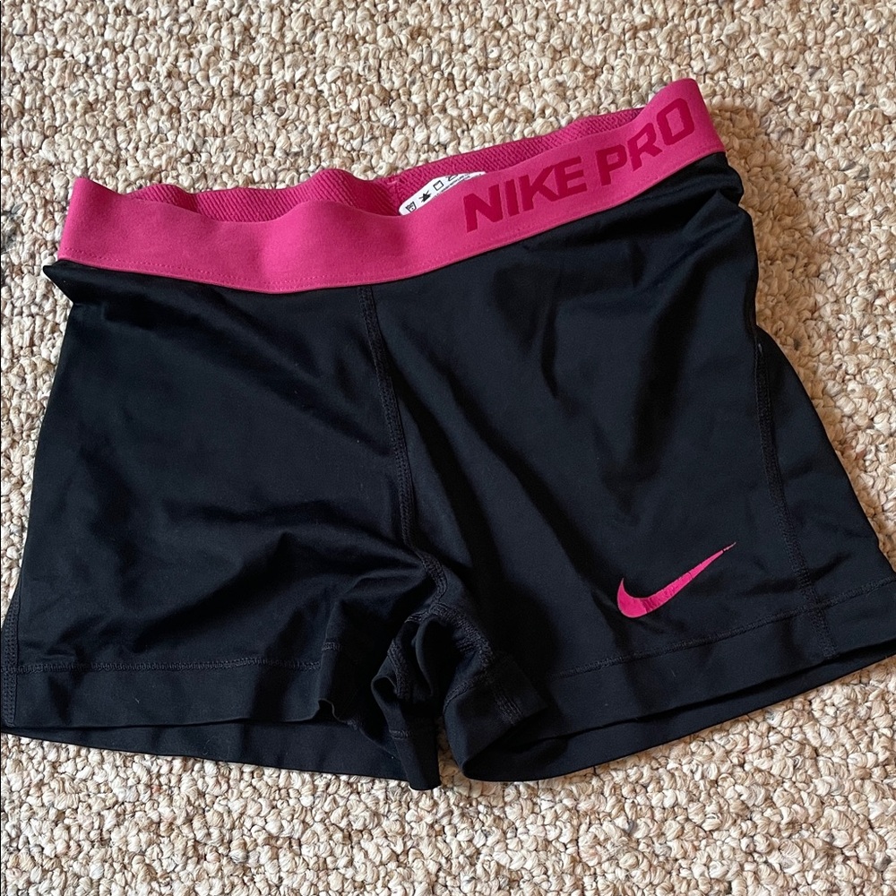 Nike Pro Women's Dri-Fit Black Volleyball Spandex with Pink Waistband